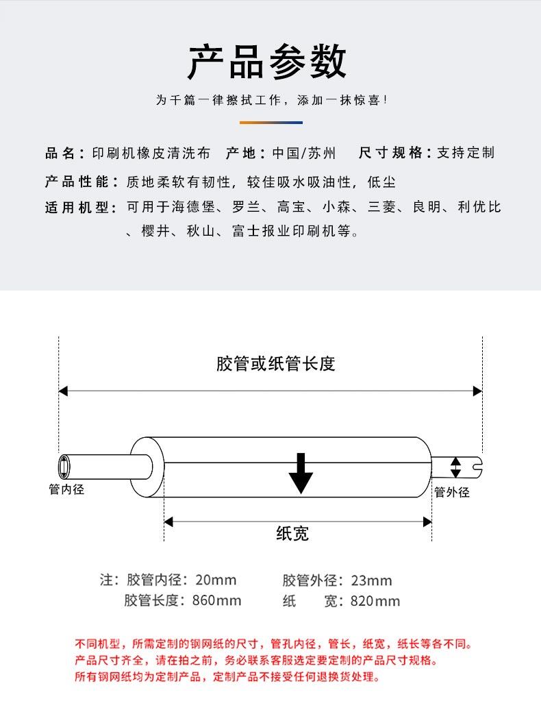 Komori machine eraser cloth